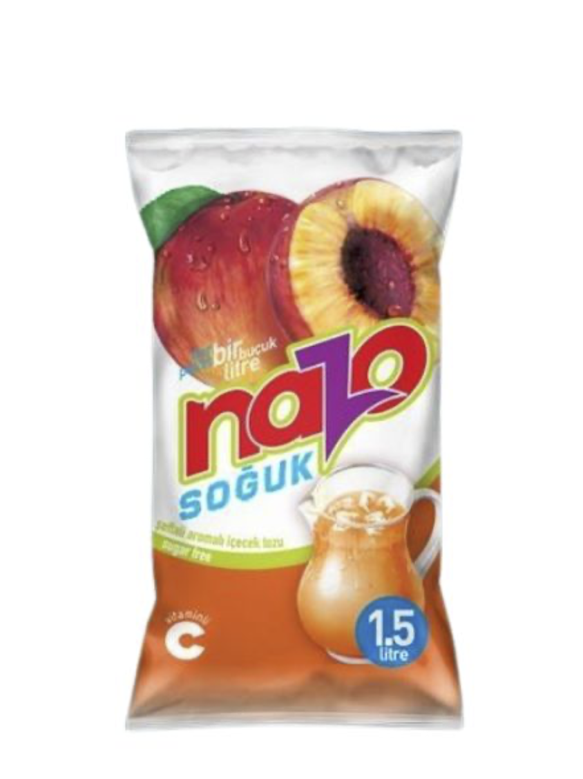 NAZO ŞEFTALİ AROMALI TOZ İÇECEK 9 GR X 24 ADET