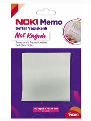 NOKİ MEMO NOT 75X75 ŞEFFAF YAPIŞKANLI KAĞIT 50YP 12300