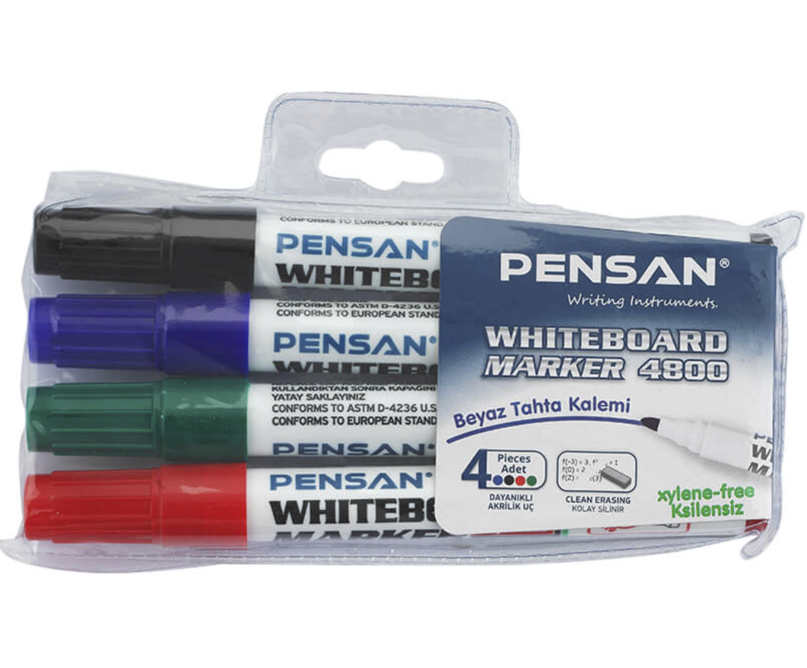 PENSAN 4800 YUVARLAK UÇ BEYAZ TAHTA KALEMİ 4LÜ SET