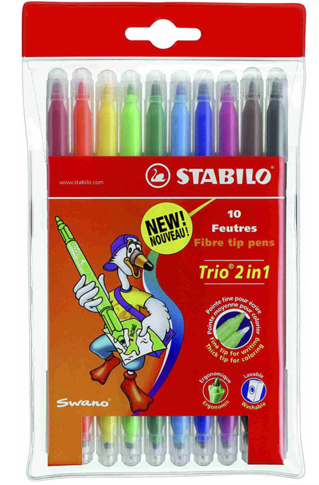STABİLO KEÇELİ KALEM TRİO ÇİFT UÇLU 10LU 222/10-01