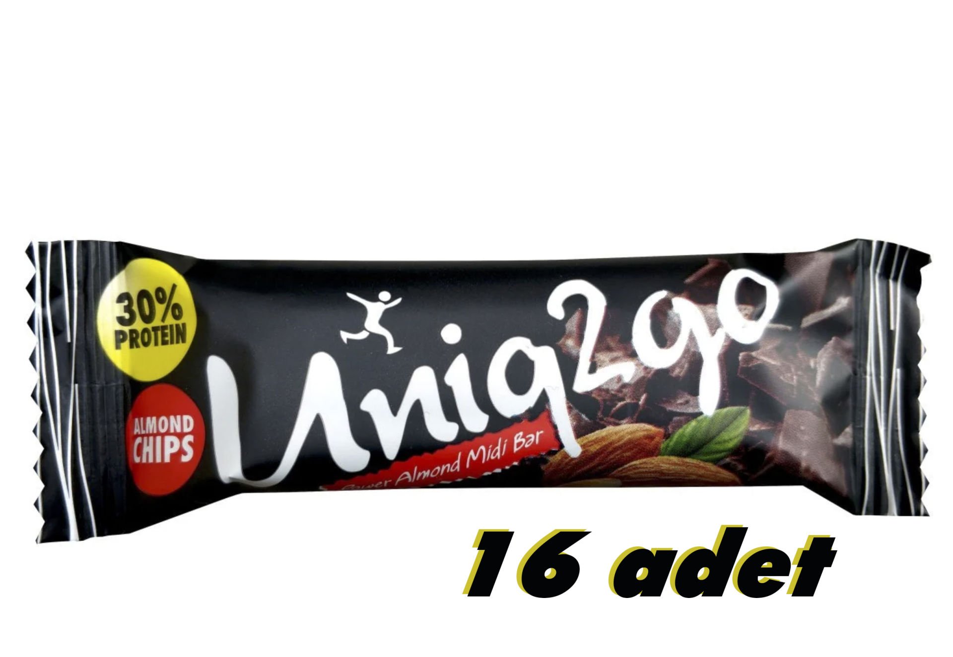 UNİQ2GO POWER ALMOND BAR BADEMLİ YÜKSEK PROTEİNLİ 16 LI PAKET